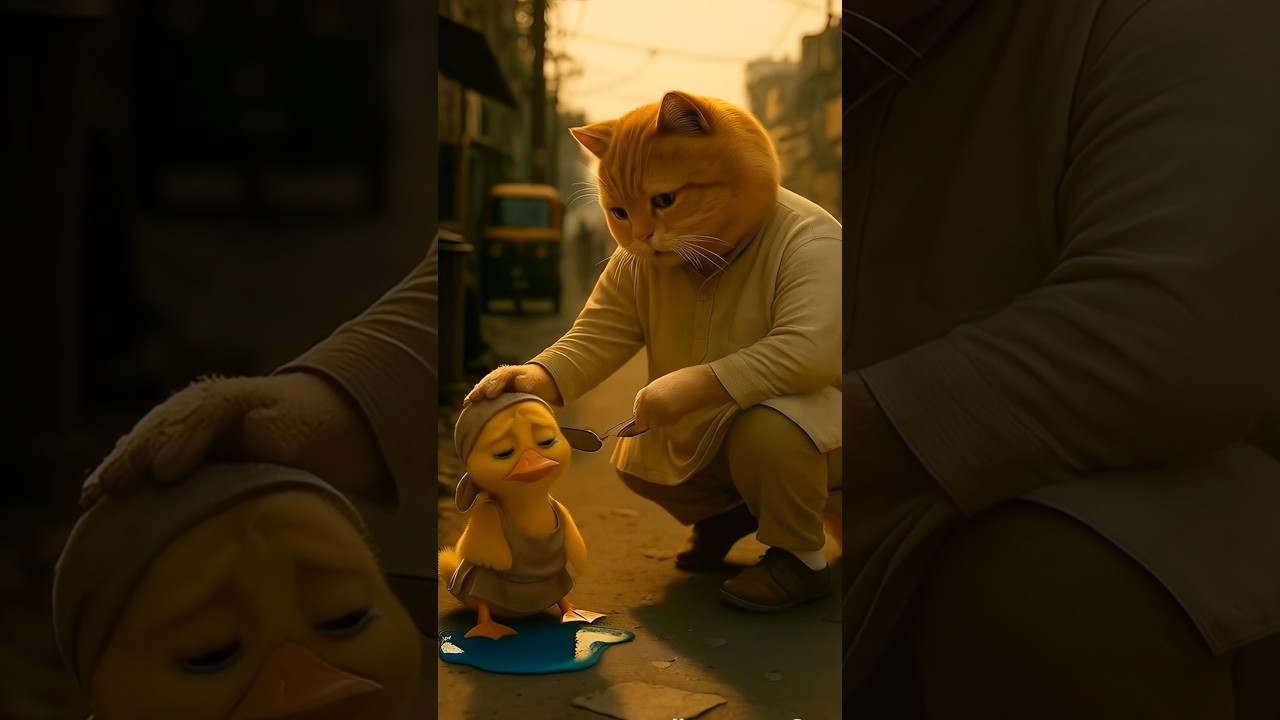 Cat Sees Poor Duck Crying, What He Did Next Will Melt Your Heart