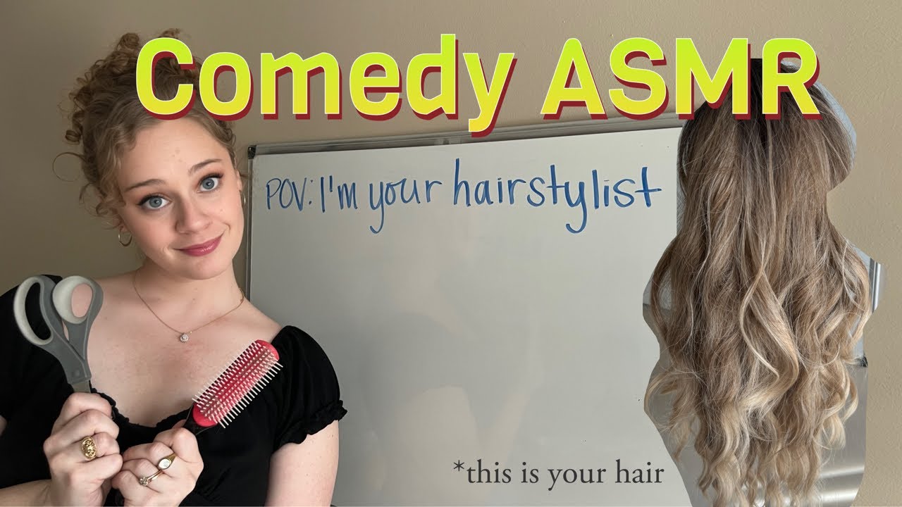 POV: I'm your hairstylist (Comedy, ASMR, hair brushing, hair cutting, soft spoken)