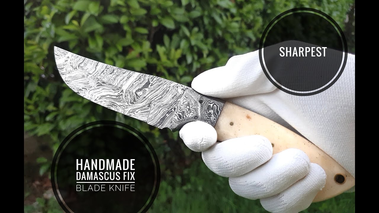Damascus Fix Blade Knife. ALL HANDMADE