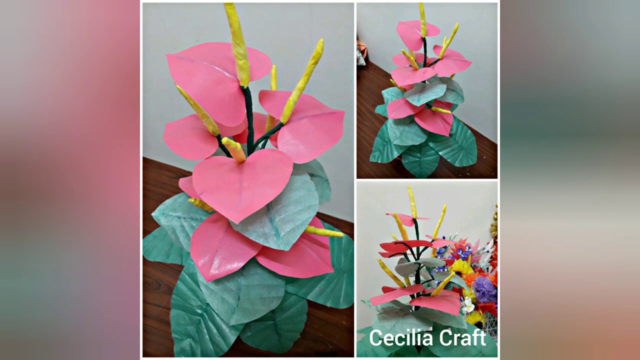 How to make Beautiful pink Anthurium  plant using  plastic bag or garbage bag /Diy