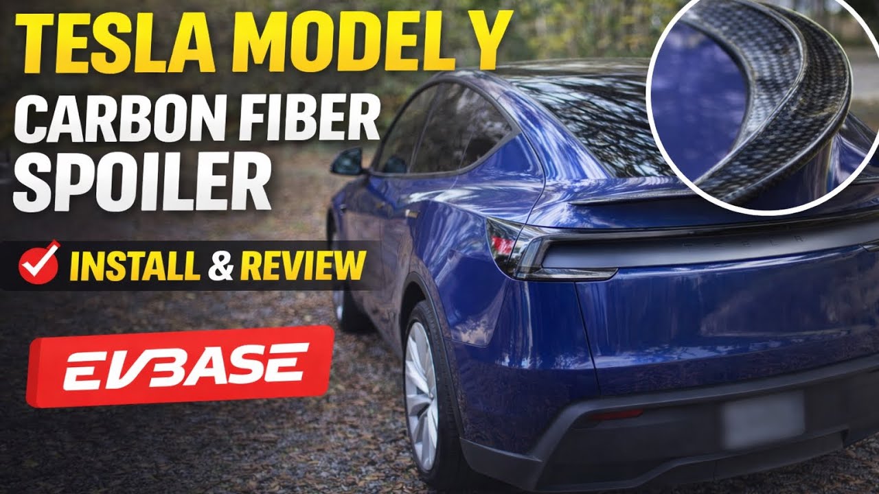 Установка спойлера из углеволокна на Tesla Model Y Juniper с помощью EVBase