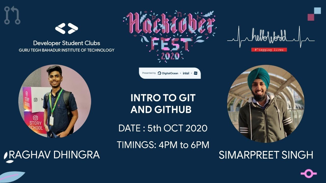 Learn Git and Github | Hacktober Fest 2020 | DSC | Hello World | DigitalOcean | Intel | Dev