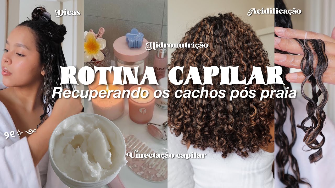 Cuidados com meu cabelo cacheado pós praia 🌊🧖🏽‍♀️| umectação capilar, dicas, acidificação.