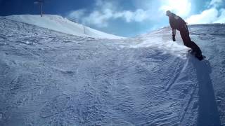 Домбай 2014. Сноуборд: трасса, фрирайд, уборки.| Snowboarding: trail, freeride, crashes.