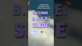 Basejumper Slides  On An Antenna Guy Wire  jebcorliss basejump 3triple7 3x7x77