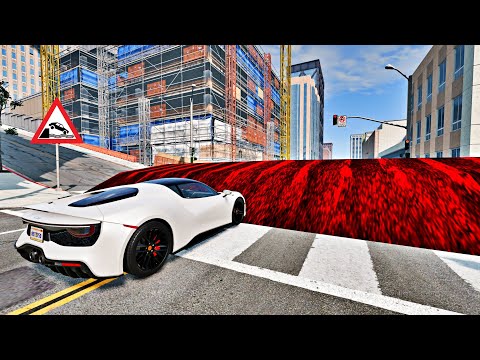 Cars vs Giant Speed Bump – BeamNG.Drive