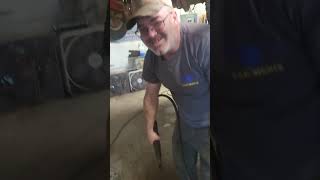 Removing rust with a needle scaler