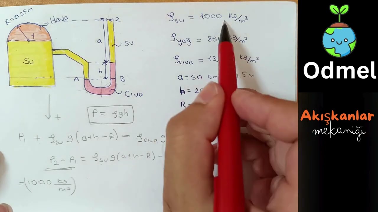 Manometre soru çözümü - Akışkanlar mekaniği - Fluid mechanics