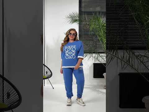 Жіночий літній зручний прогулянковий костюм, кофта-футболка і штани, батал великі розміри, видео 1