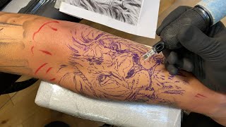 LIVE TATTOO: REALISTIC LION 🦁