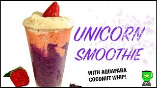 Healthy Unicorn Smoothie with Aquafaba Coconut Whip! (Vegan)