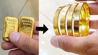 TURNING GOLD BARS INTO GOLD BANGLES | JEWELRY MAKING | HOW ITS MADE | 4K VIDEO