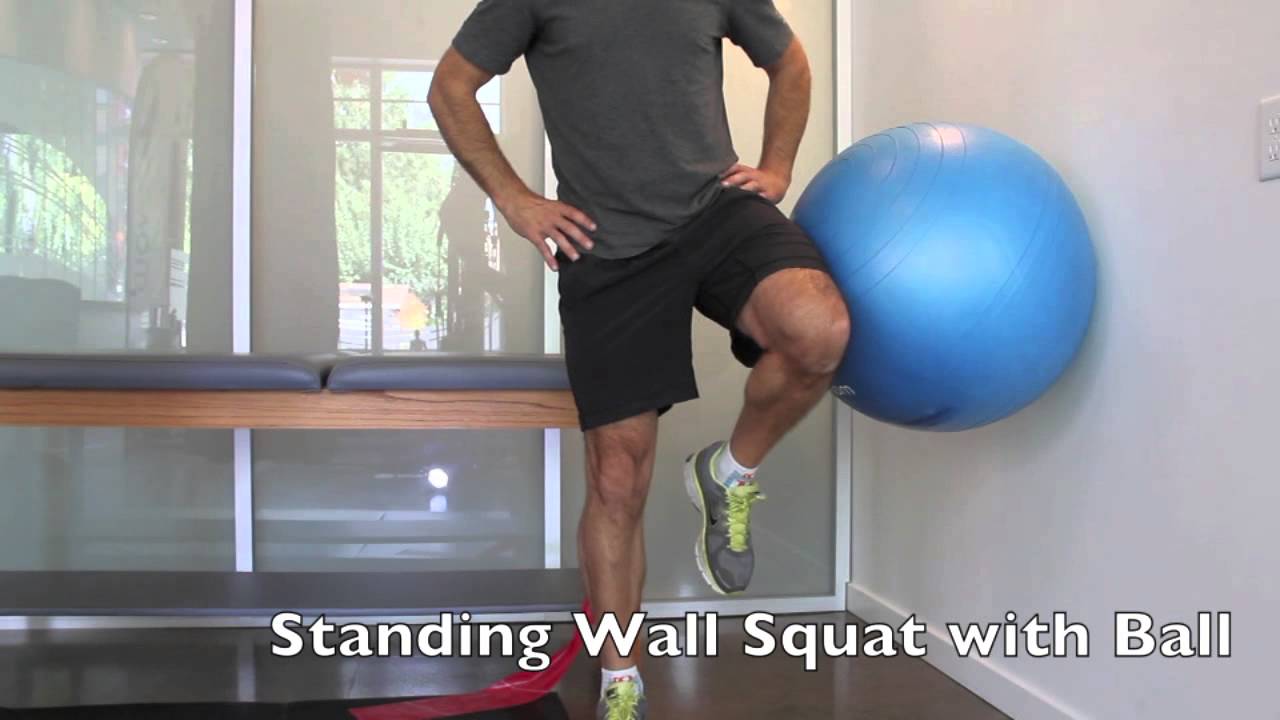 Standing Wall Squat with Ball - YouTube