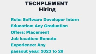 Ready to Code? Join Techplement’s Internship Program!