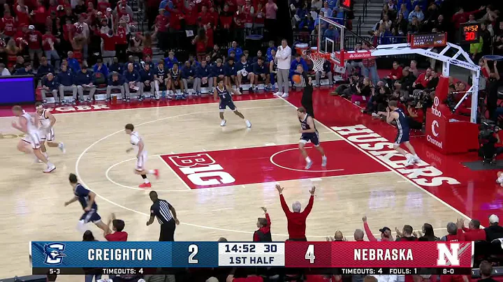 Pryce Sandfort Takes Advantage from Behind the Arc vs. Creighton | Nebraska Basketball