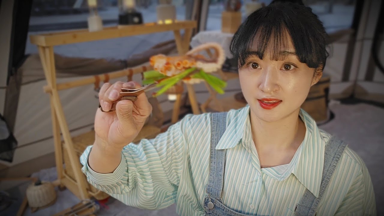 시원한 계곡 앞에서 주꾸미 숙회+달래 새우전 제철음식 만들기!ㅣ혼캠ㅣ솔캠ㅣ애견동반캠ㅣ거창강가펜션캠핑장