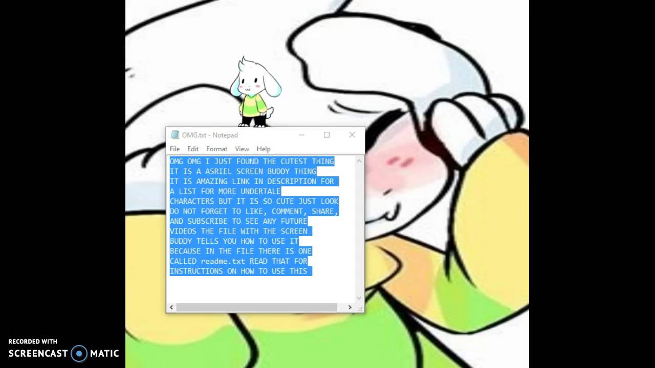 Undertale asriel shimeji lordproperty