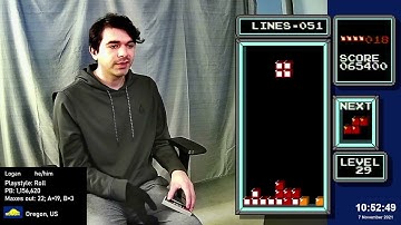 54 lines from a killscreen start [former PB], with bonus 69k points - NES Tetris