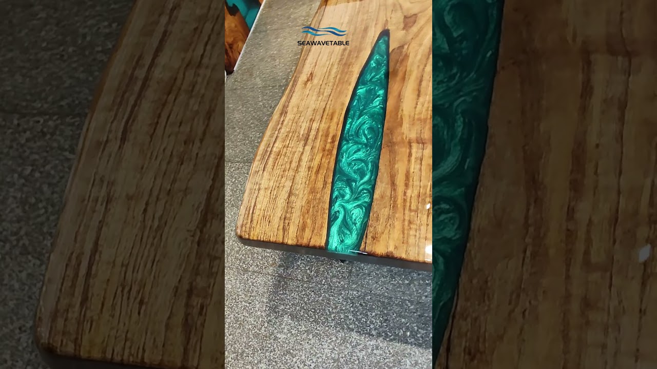 SEAWAVE Handmade Green Epoxy River Table 