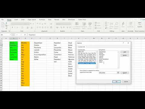 Excel'de Özel Listeler
