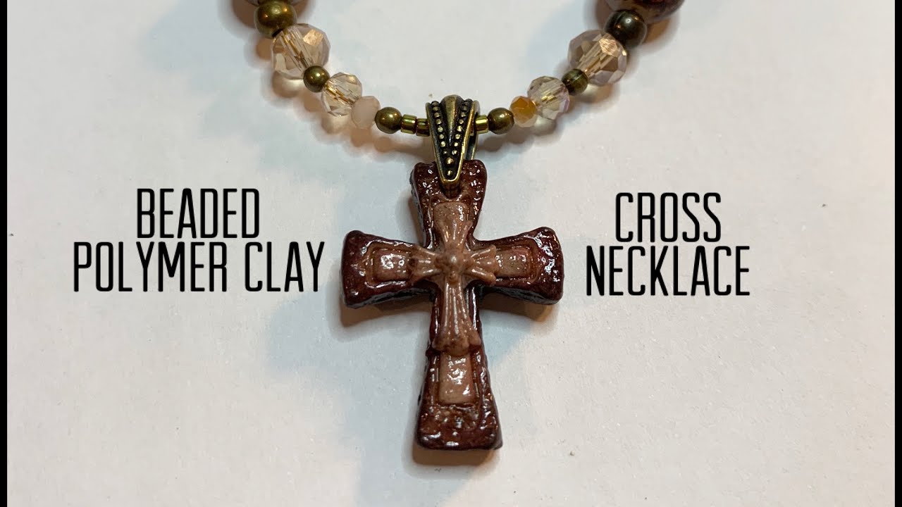 Beaded polymer clay cross necklace YouTube