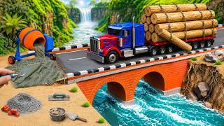 Bridge Collapses! DIY Mini Tractor Builds a Heavy-Duty Bridge for Heavy Trucks