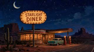 a peaceful night on Route 66 in the 1950s | oldies playing in another room