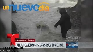 Pareja de ancianos fue arrastrada por el mar pero su amor los salvó | Un Nuevo Día | Telemundo