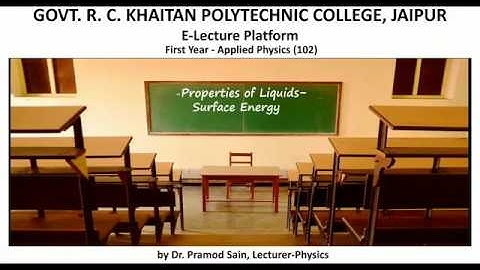 Applied Physics, Unit-3, L-2 ll Surface Energy ll by Dr. Pramod Sain