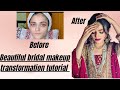 Modern bridal makeup tutorial  first day  bridal makeup transformation  bridal makeup red dress 