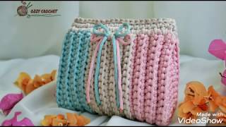 كروشيه.بورتفيه بخيط القيطان 5_ how to make  crochet mini bag