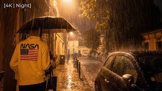 [4K | Night] Walking in the Rain Walk Bordeaux 4k France | ASMR Rain sounds for sleeping