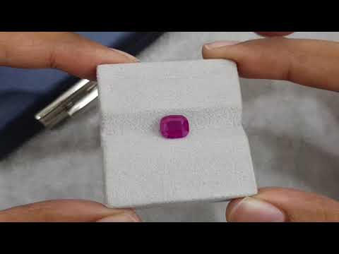 Rare unheated cushion cut Pamir ruby 2.30 carats, Tajikistan Video  № 2