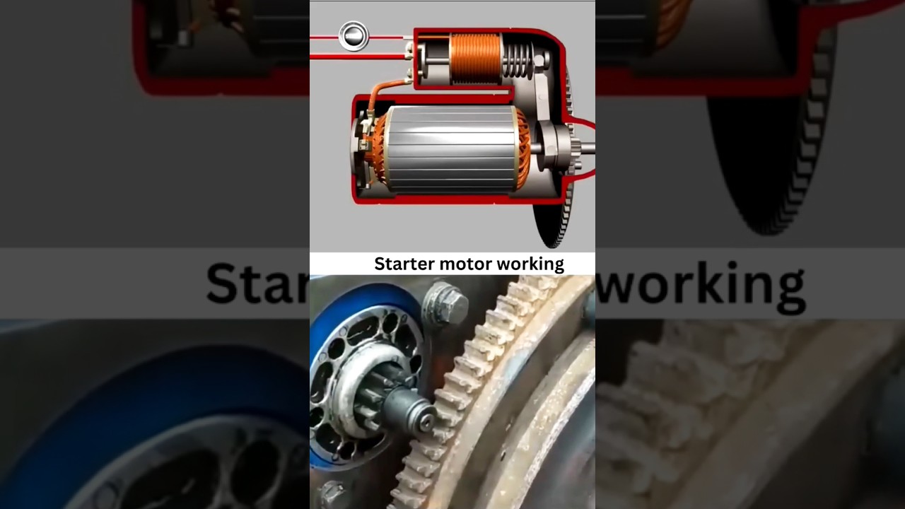 How Engine Starter Motor in works  cad  automobile  car  3ddesign  3danimation