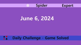 Microsoft Solitaire Collection | Spider Expert | June 6, 2024 | Daily Challenges