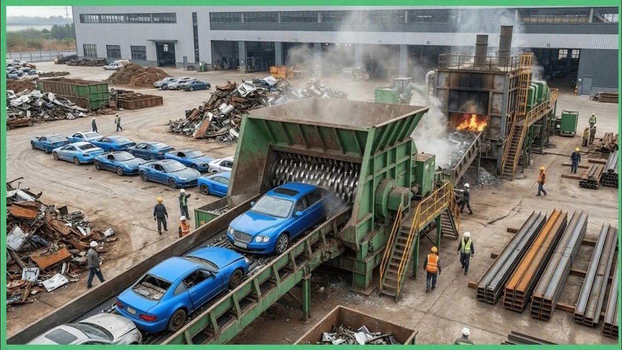 How Millions of Scrap Cars Are Turned into Giant Stadium Pipes | Full Recycling Factory Process