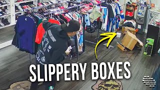 Guy Got up to Yell at Some Boxes and Proceeded to Kick Them but He Slipped and Fell