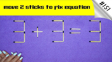 Matchstick puzzle №151 | Match puzzle 3+3=3 with hint and solution.
