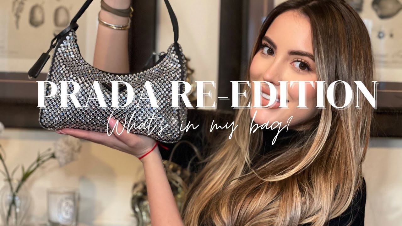 Prada Re-Edition 2000 Crystal Satin Purse - Review/ What's in my bag?