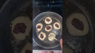 Fluffy pancakes stuffed with jam