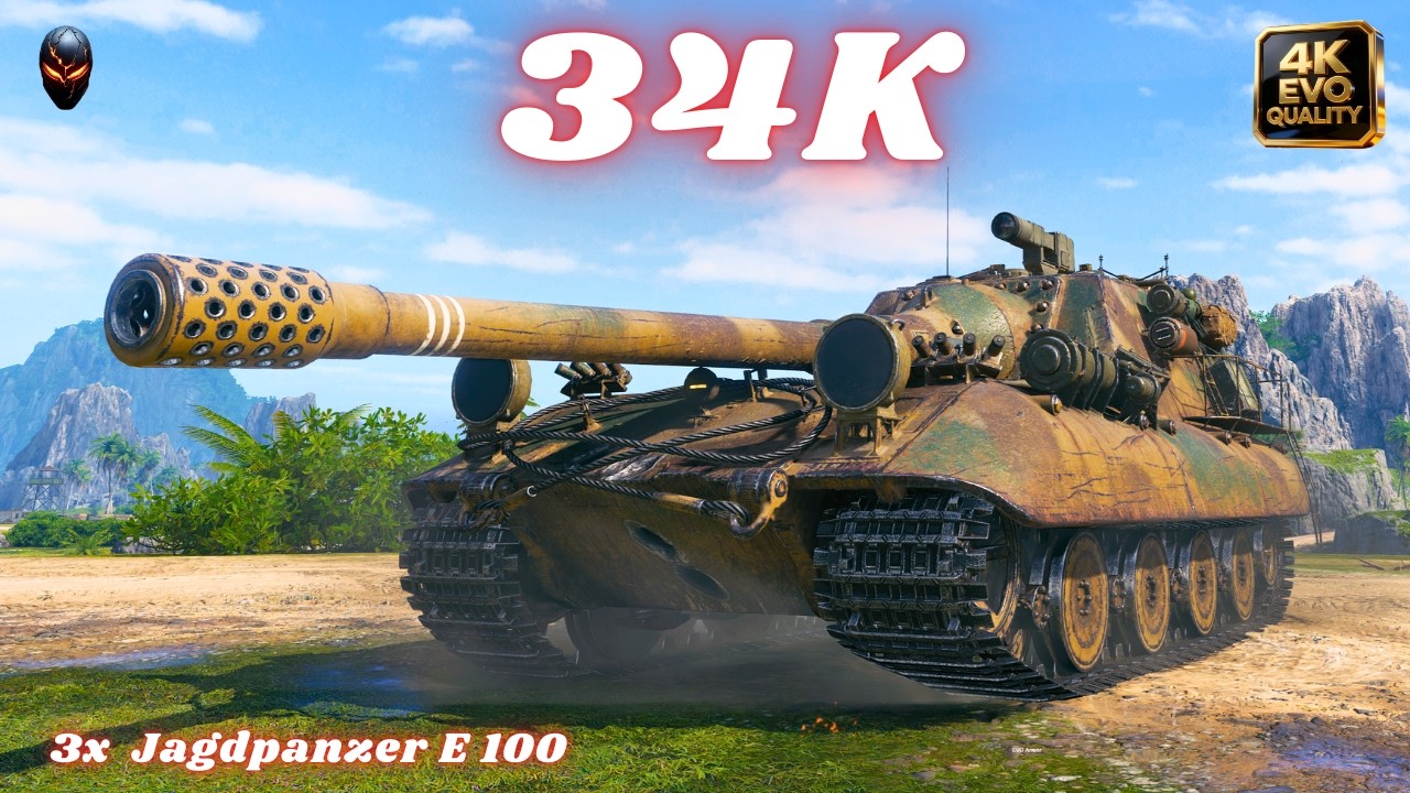 34K Damage 3x Jagdpanzer E 100  11.9K  8 Kills & 11.7K & 10.6K  World of Tanks #wot
