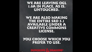 OGL 1.0a Stays! Entire SRD 5.1 ALSO Released under Creative Commons License - Not April Fools!