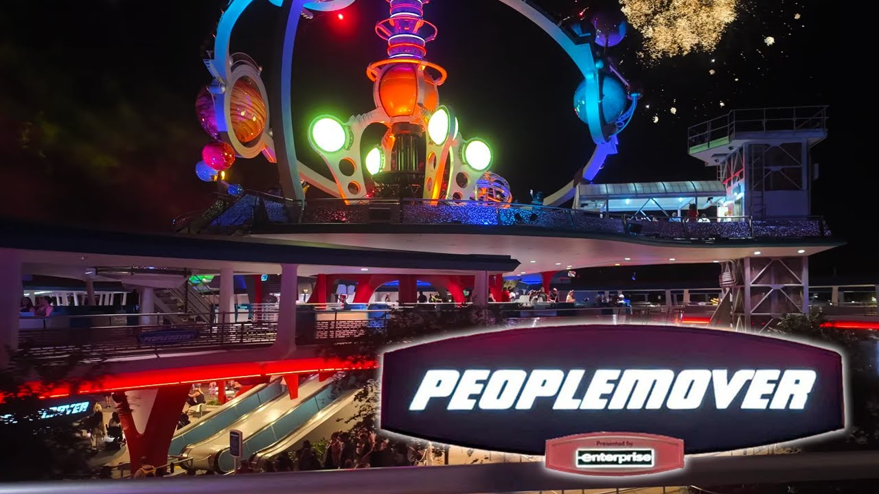 Tomorrowland Transit Authority People Mover With Fireworks! - Walt Disney World 2025