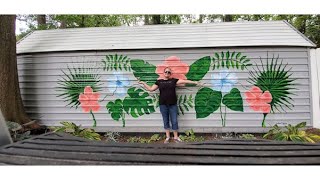 Tropical Plants Mural with floral details