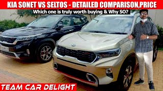 Kia Sonet vs Kia Seltos 2021 - Comparison - Which one is best - Features, Price | 2020 Sonet India