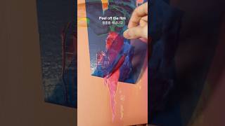 ASMR Painting) Masking Film &amp; Gel Medium Effect on Canvas