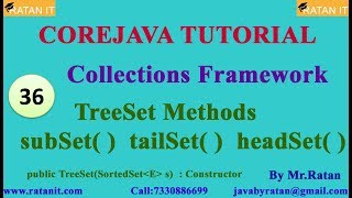 Core java || Collections Framework || video-36 || TreeSet Methods || By Ratan sir