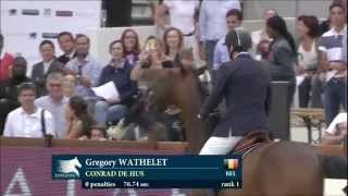 LGCT Paris 2014 - Gregory Wathelet and Conrad lose their bridle mid-round!