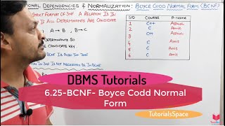 6.25- BCNF Boyce Codd normal Form in dbms with example| Functional Dependency And Normalization