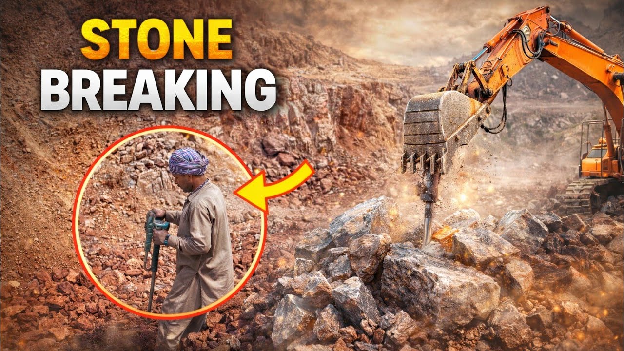 Excavator Rock Breaker in Action | Heavy Equipment Breaking Massive Rocks #excavator #rockbreaker 